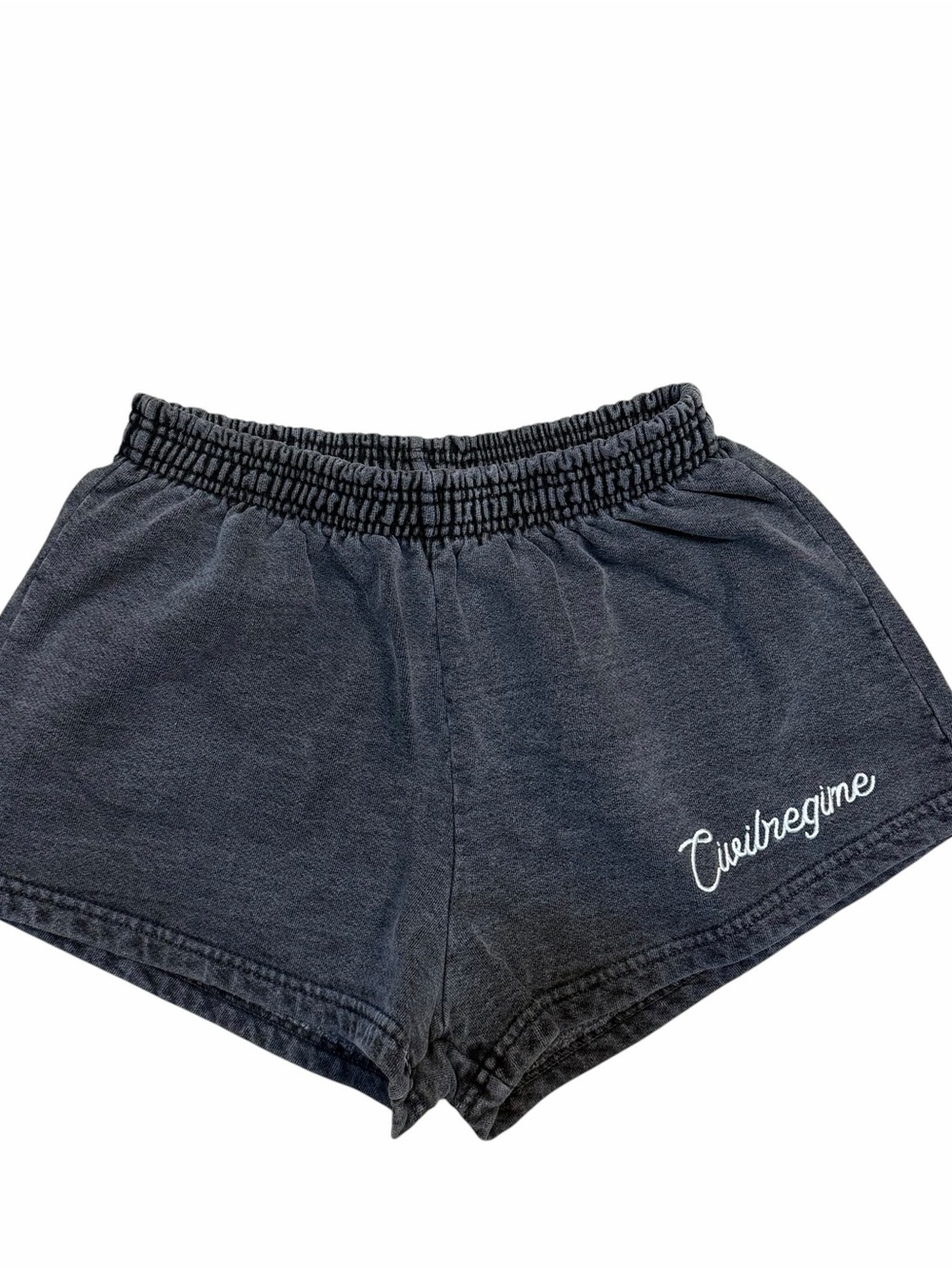 Civil Regime Charcoal Washed Lounge Shorts Embroidered Logo